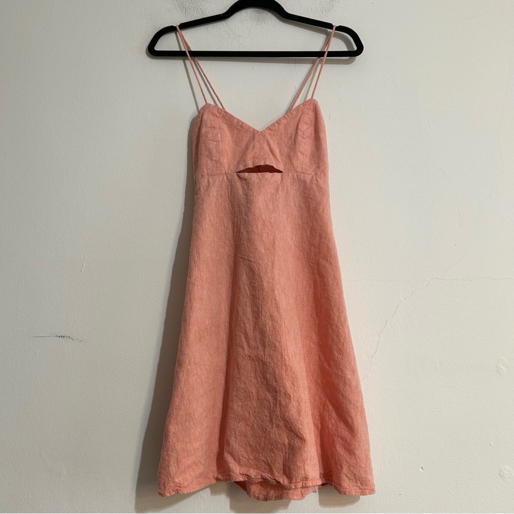 Hoodlamb Hemp Tailor Organic Cotton Flowy Back Tie Cut Out Dress Peach Coastal